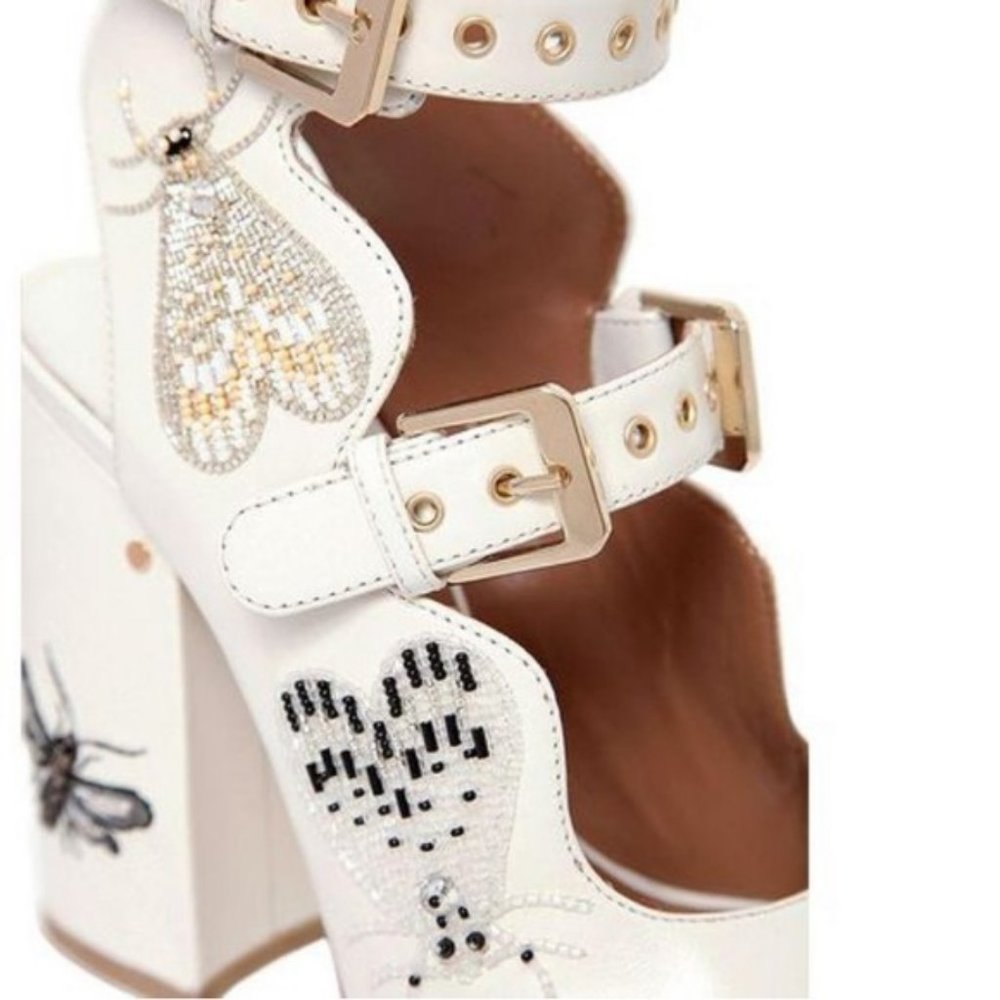 LAURENCE DACADE NELEN EDEN BEADED IVORY WHITE SANDALS - Picture 3 of 16